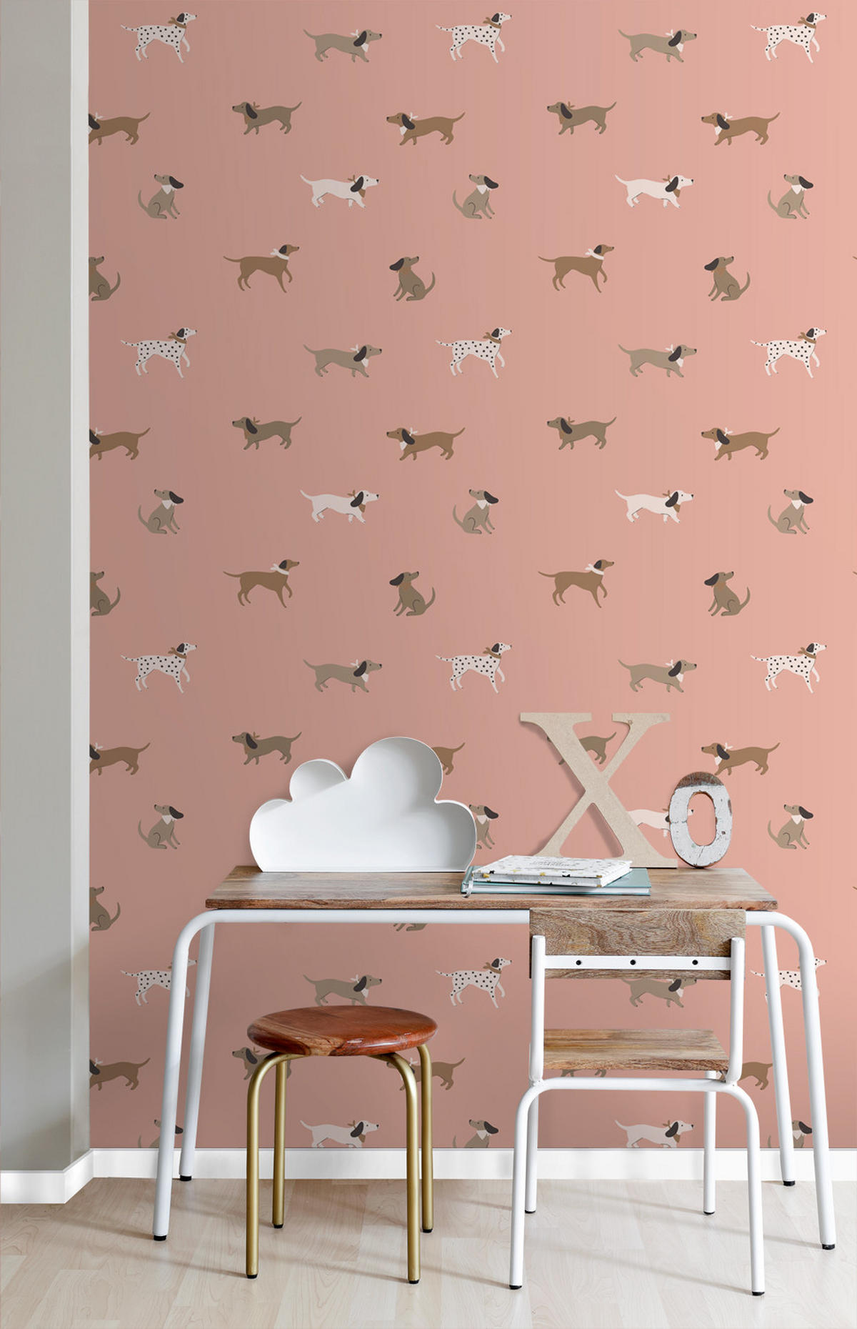 TAPETE Hunde 50 x 900 cm - Pink, Papier (50/0.1cm) - ESTAhome