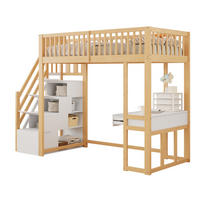 HOCHBETT 90/200 cm Weiß mit Tisch und Aufbewahrungstreppe - Weiß, Holz (90/200cm) - MIVRAY