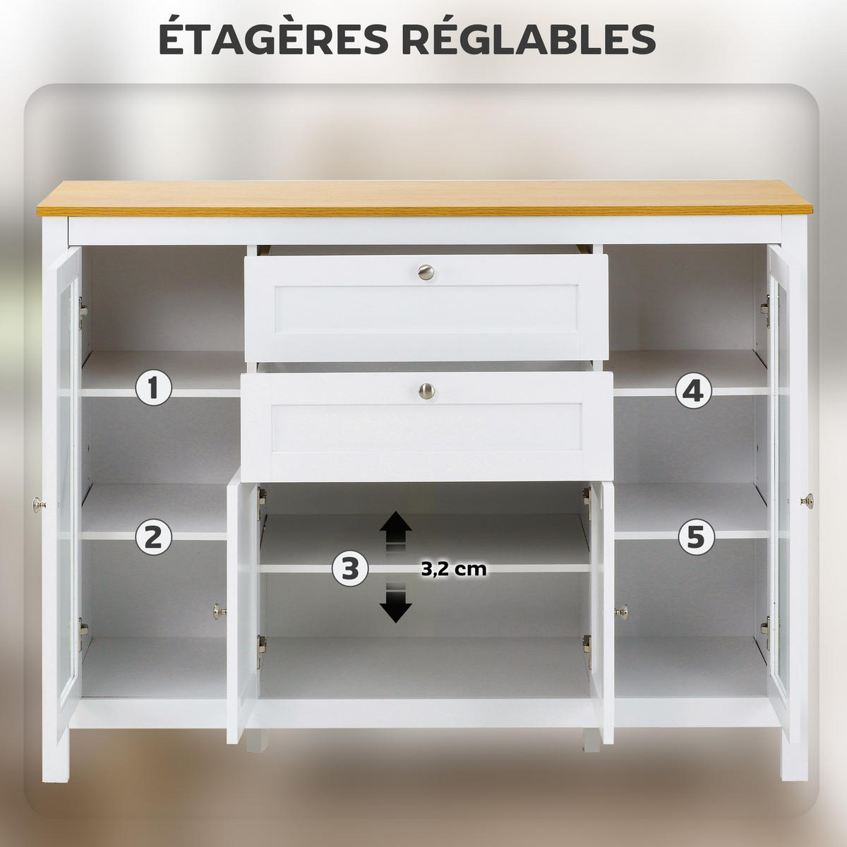 SIDEBOARD Weiß 120/40/90 cm - Weiß, Holz (120/90/40cm) - PANGIVO