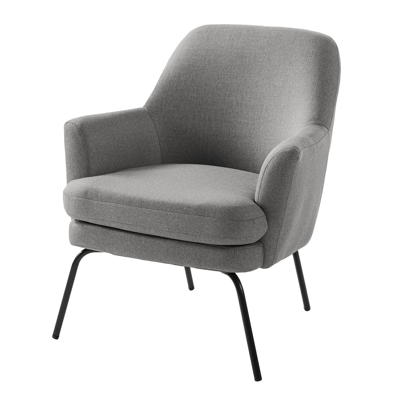 SESSEL - Webstoff - Platinfarben, Textil/Metall (74/83/73cm) - home24