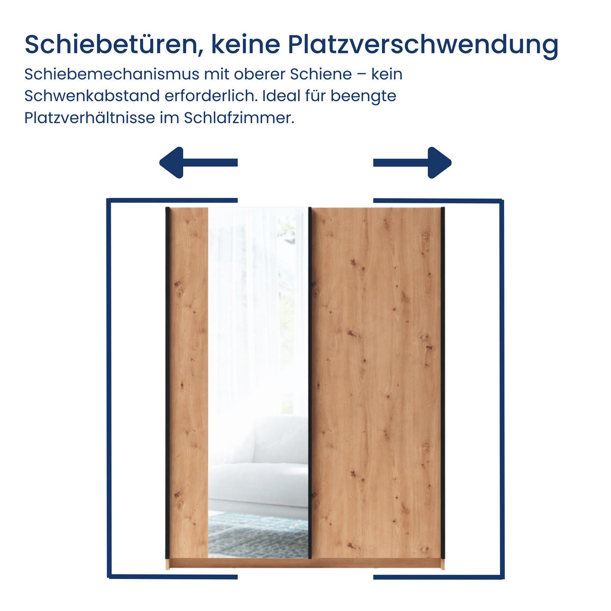 SCHWEBETÜRENSCHRANK 2-Türen 150 cm mit Spiegel in Artisan - Eiche Artisan, Holzwerkstoff (62/198.5/150.6cm) - Home Collective