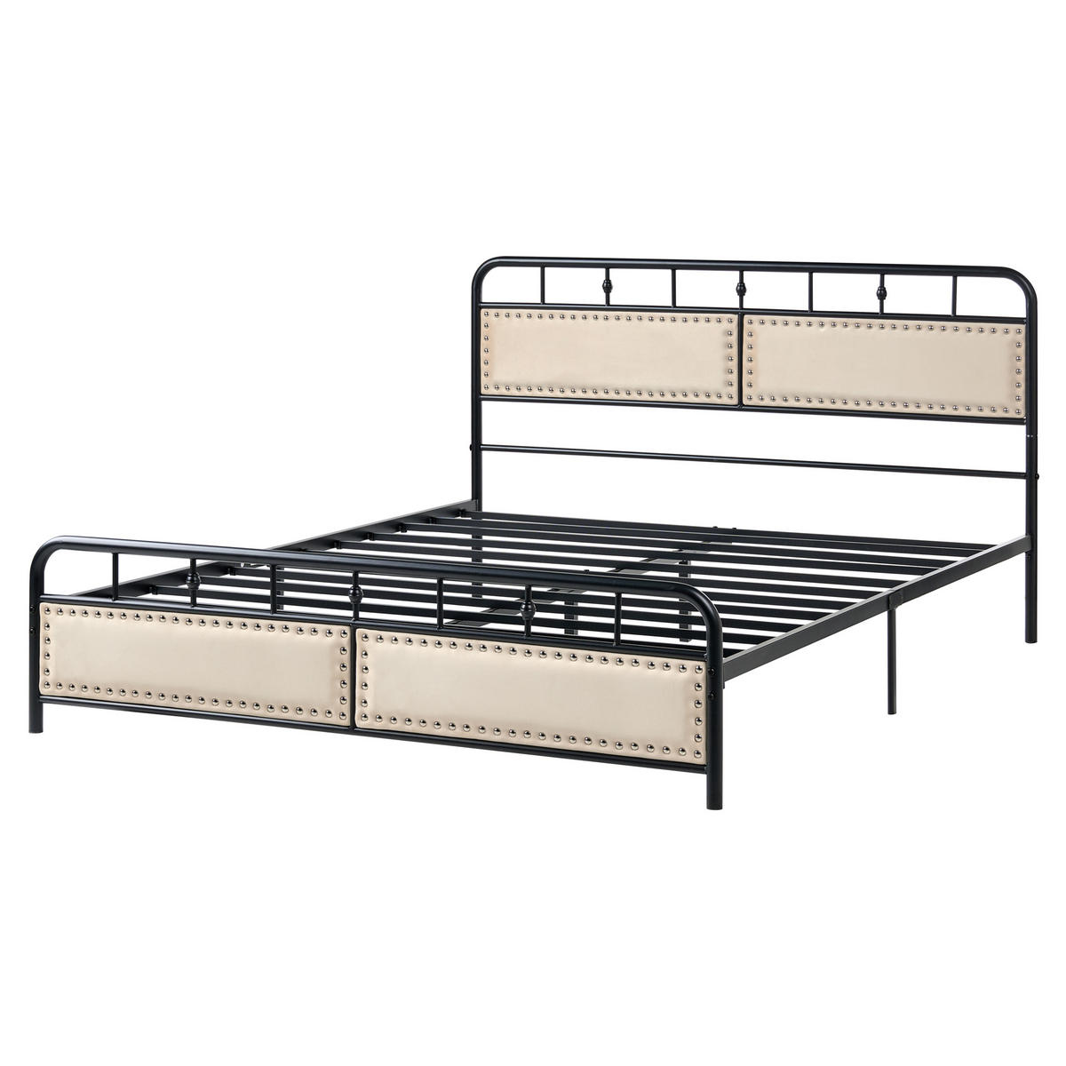 BETT mit Lattenrost 160/200 cm Eisen Schwarz Breuillet - Schwarz, Metall (160/200cm) - Beliani
