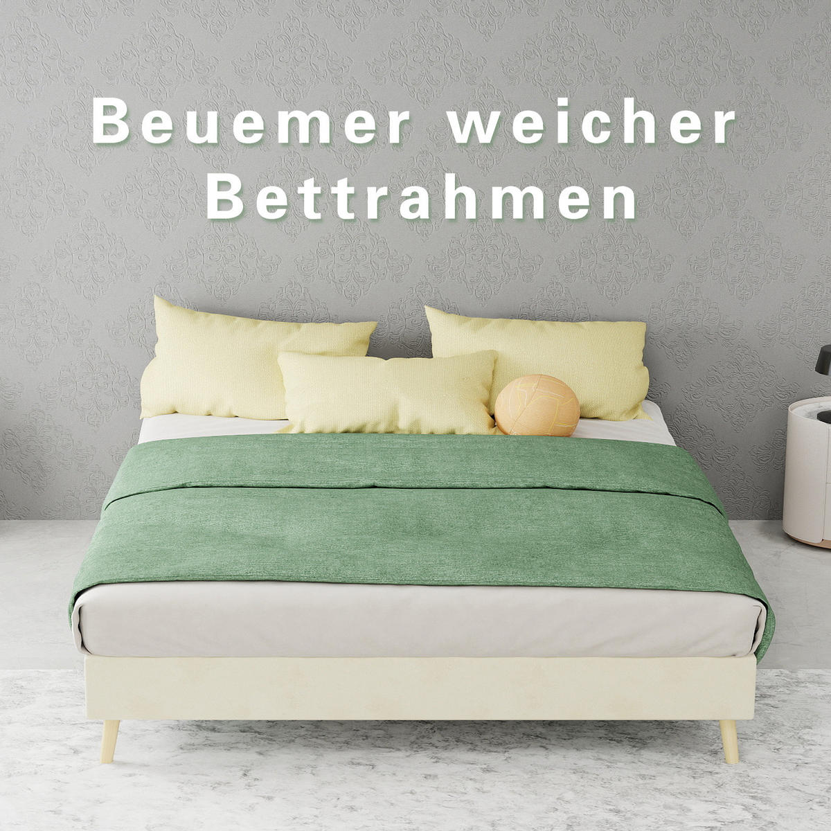 POLSTERBETT 140/200 cm mit Matratze, stabile Mehrfachstütze und modernem Design, Beige - Beige, Textil (140/200cm) - Redom