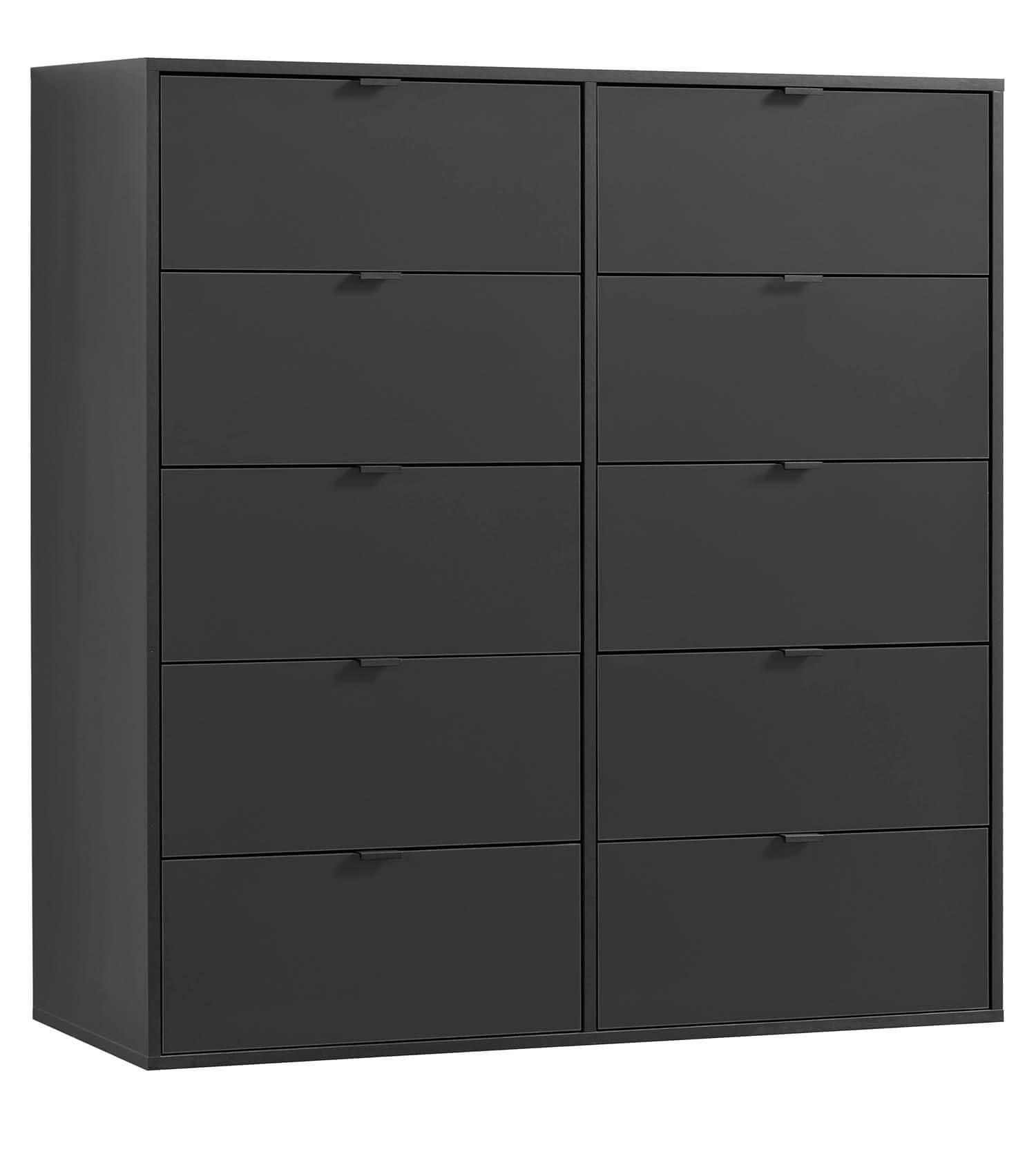 KOMMODE Die Stilvolle - Anthrazit/Weiß, Holzwerkstoff (110/117/40cm) - Mokebo