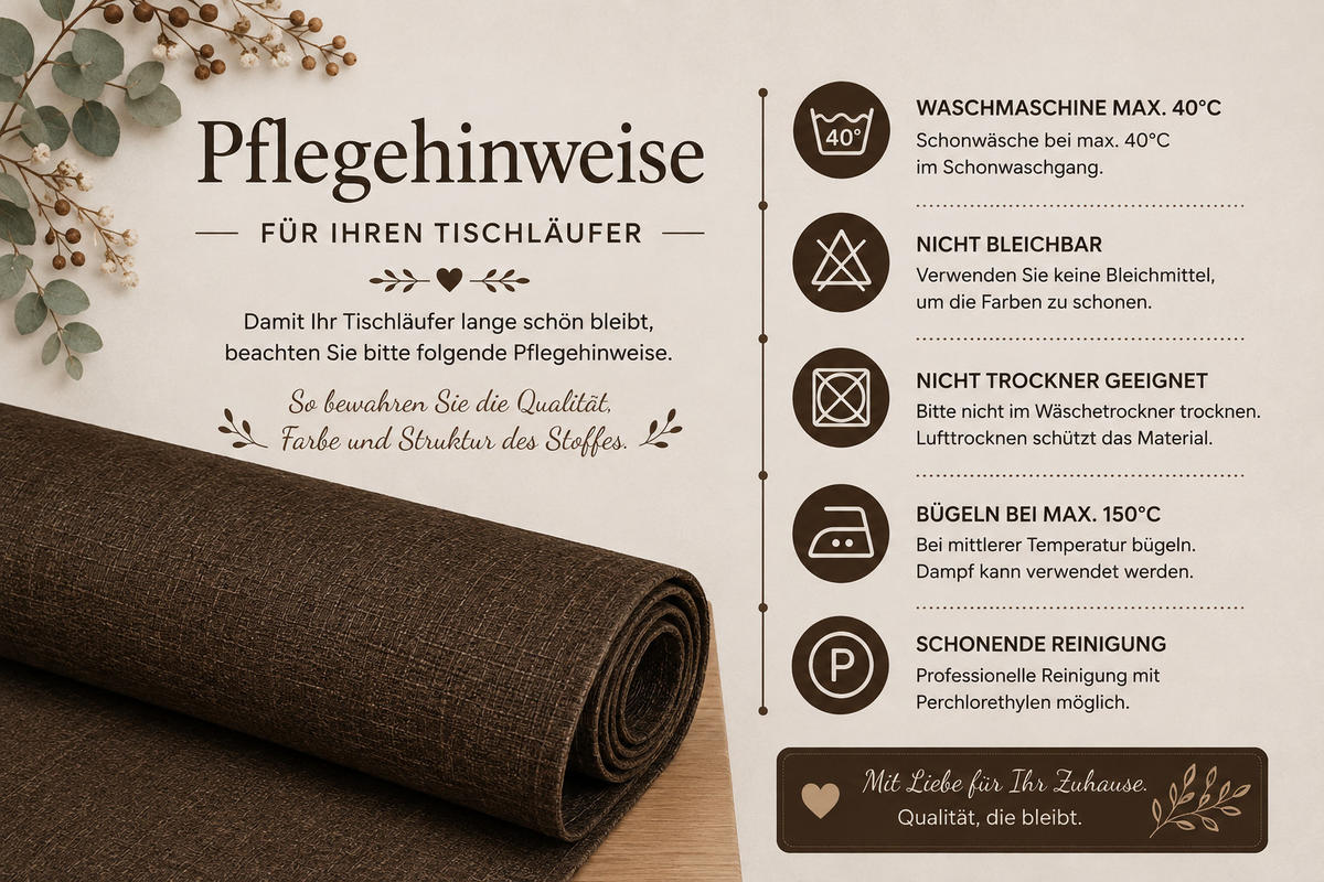 TISCHLÄUFER 40/100 cm Braun Leinenoptik - Braun, Textil (40/100cm) - TiborTex