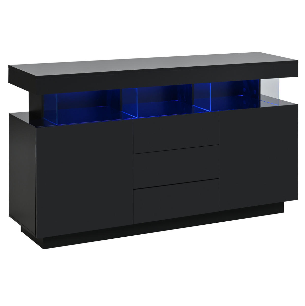SIDEBOARD 140/35/80 cm schwarz aus Spanplatte mit LED-Beleuchtung - Schwarz, Holzwerkstoff (35/80/140cm) - OKWISH