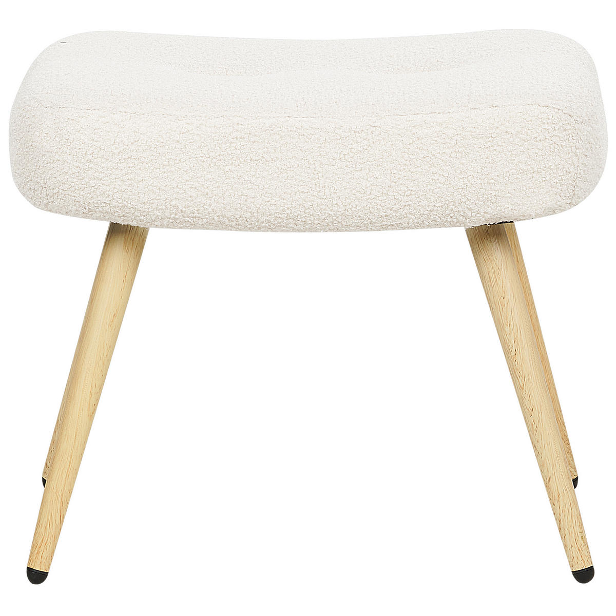 SESSEL Bouclé cremeweiß mit Hocker Vejle - Hellbraun/Weiß, Textil (67/95/52cm) - Beliani
