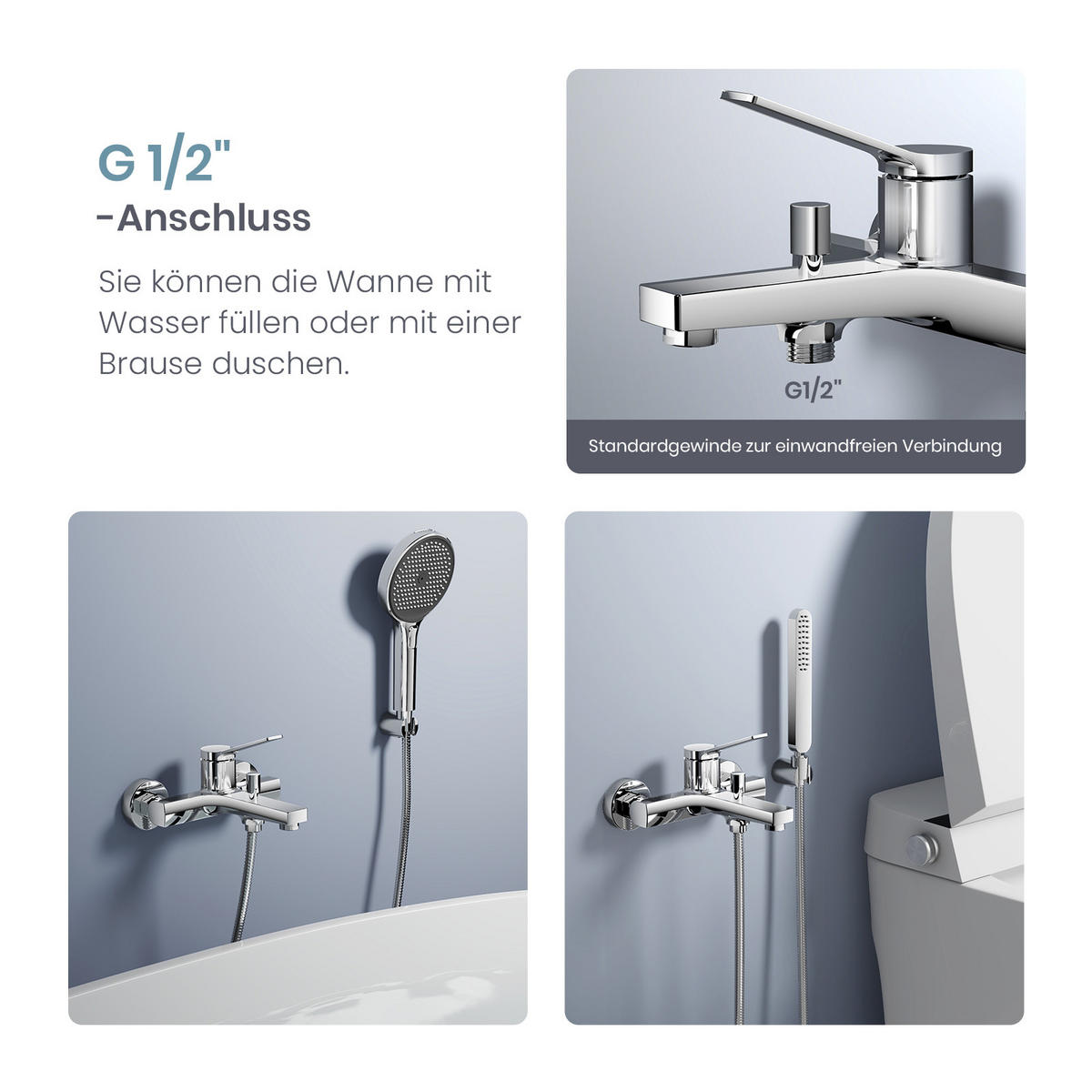 DUSCHARMATUR Chrom Einhebelmischer 21,2/20,1 cm - Chromfarben, Metall (20/12/21cm) - EMKE