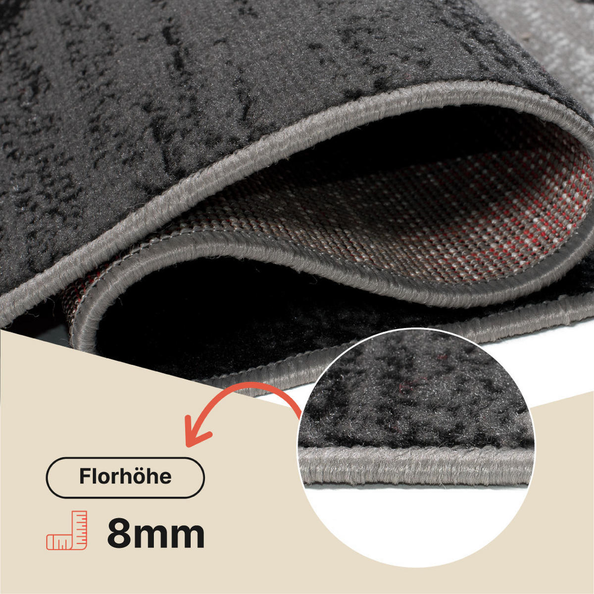 TEPPICH MAYA Grau Kreise Streifen Meliert 250/300 cm - Grau, Textil (250/300cm) - Tapiso