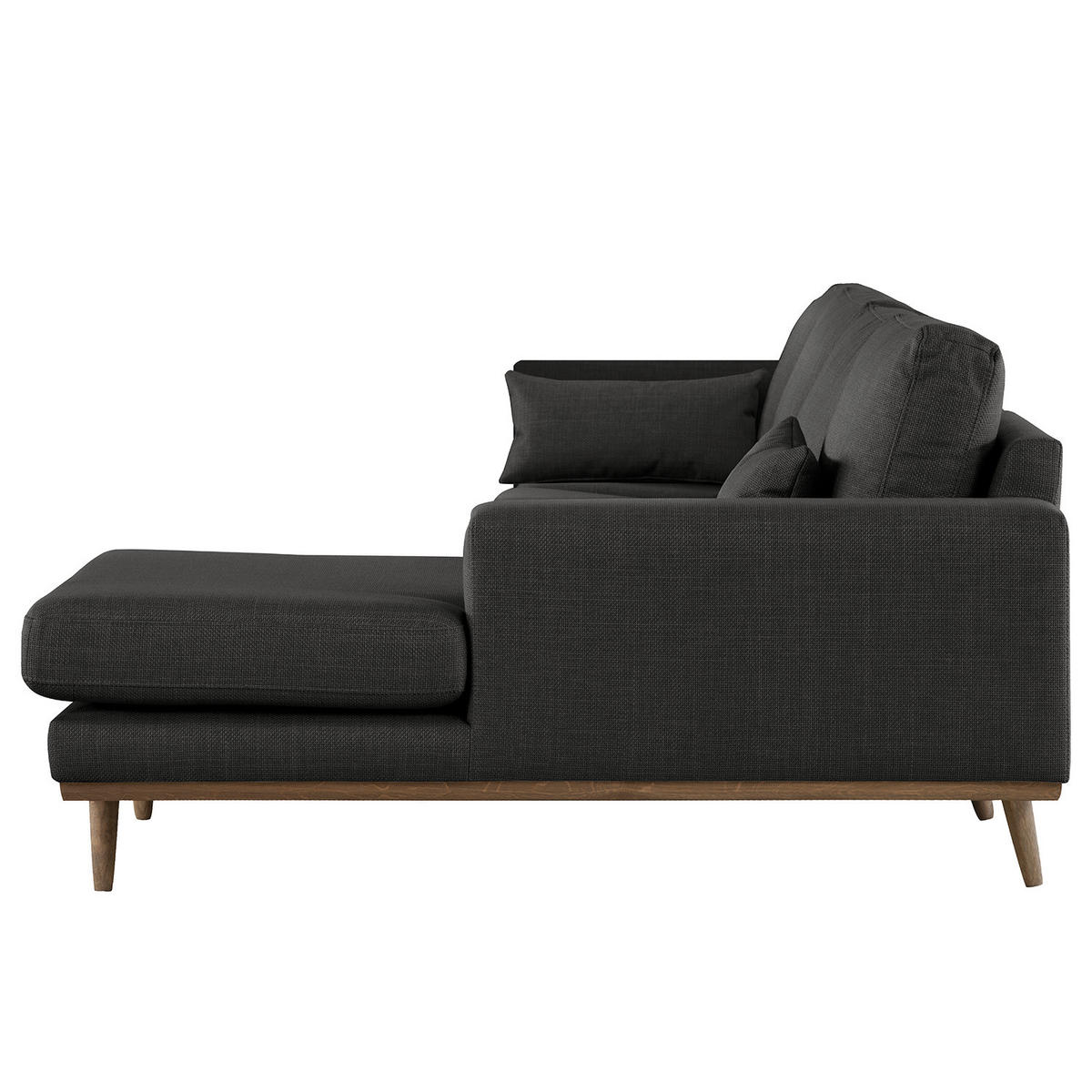 ECKSOFA mit Longchair - Eichefarben/Schwarz, Eichenholz/Textil (281/153cm) - home24