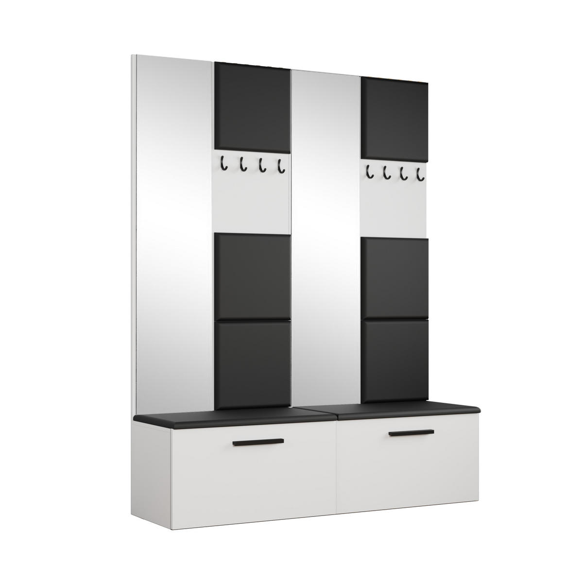 GARDEROBENSCHRANK MODULO 161,2/204/40 cm Modern Garderobe-Set Weiß - Schwarz/Weiß, Holzwerkstoff (161.2/204/40cm) - MASSENO