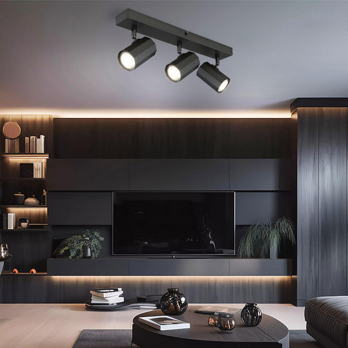 DECKENLEUCHTE Metall Grau Schwarz JAMES - Schwarz, Metall (39/6/14.5cm) - Globo Lighting