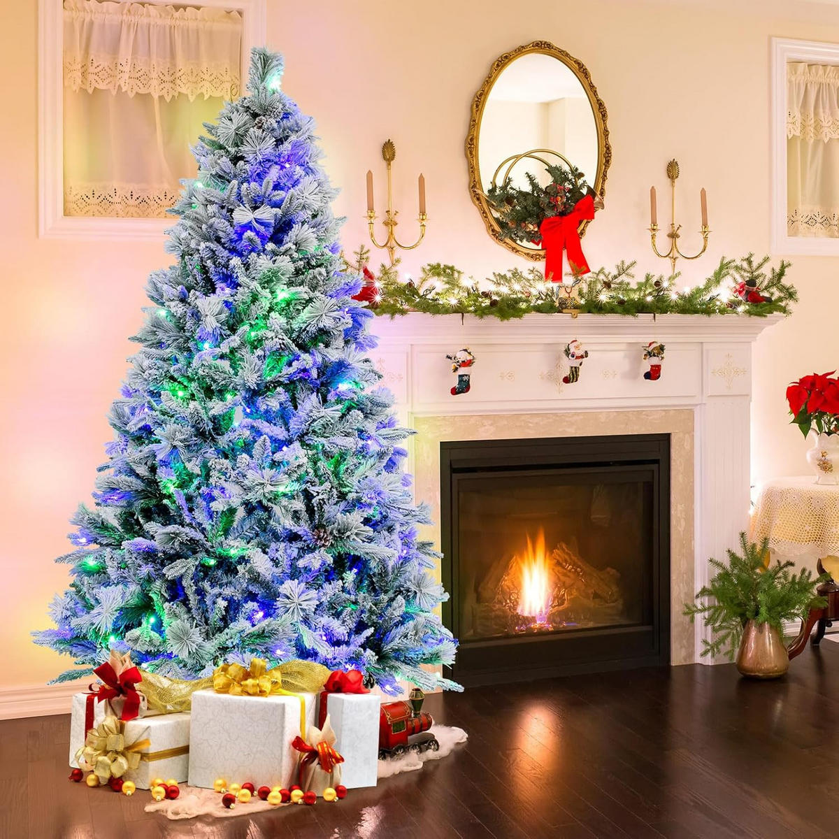 WEIHNACHTSBAUM Beleuchtung Grün - Grün, Kunststoff (180cm) - COSTWAY