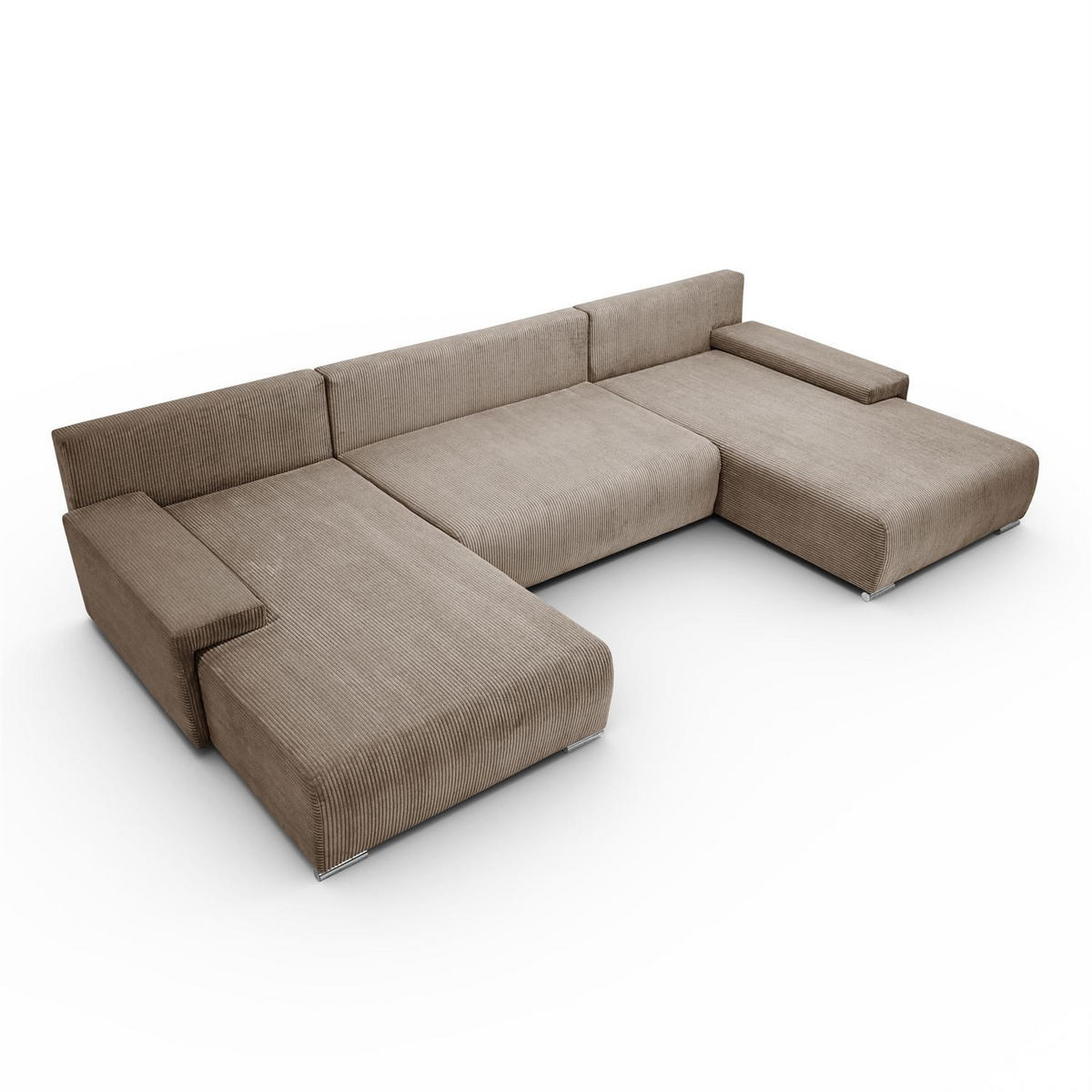 WOHNLANDSCHAFT LAVIO U mit Schlaffunktion und Bettkasten - Braun, Textil (348/93/188cm) - Lookway