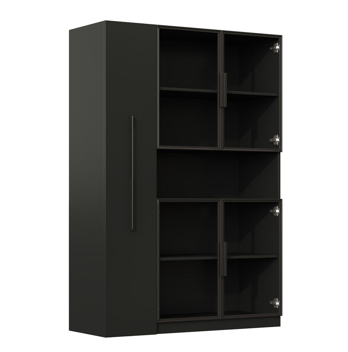 HIGHBOARD 110/35/160 cm mit LED-Beleuchtung und Glaseinsatz in Schwarz - Schwarz, Holzwerkstoff (110/160/35cm) - BEAOK