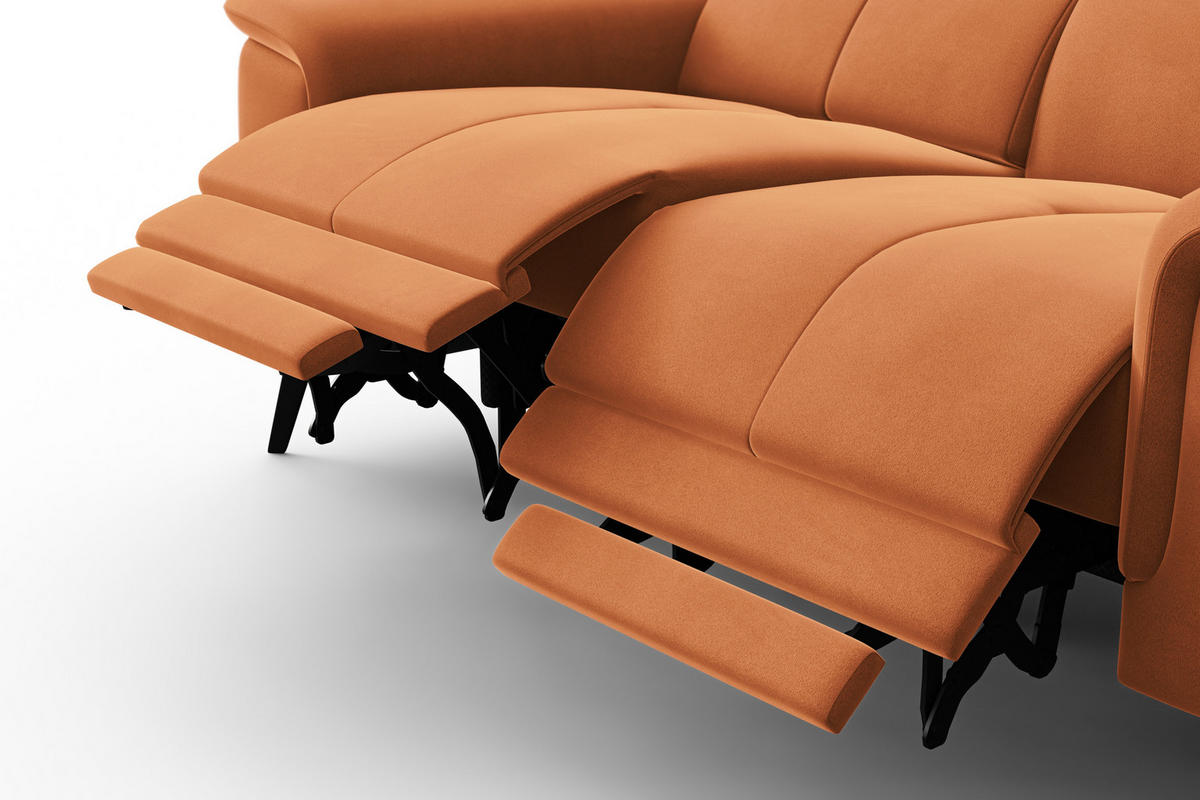 SOFA RELAX FIERO 2-Sitzer, Oranger Veloursstoff - Schwarz/Orange, Holz/Textil (170/82/103cm) - Courtois Laville