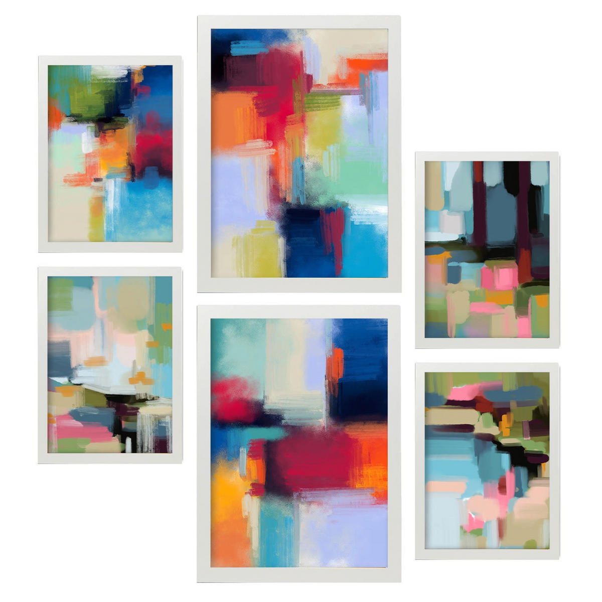 POSTER Set Mit 6 Victorian Shades 1 In Farbenfrohe Abstracts Ästhetische Dekorative Gemälde Für Ihr Wohnzimmer Zuhause A3 & A4 Weißer Rahmen - Weiß, Papier (29/3cm) - Nacnic