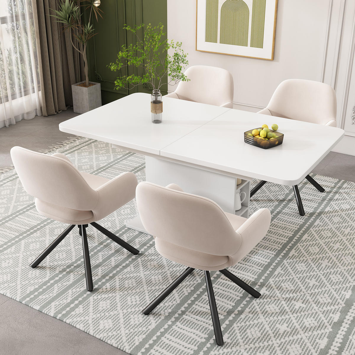 ESSZIMMERSTUHL 2 Stück Drehbar Samt Beige, Armlehne Modern - Beige, Textil (50/80/60cm) - FLIEKS