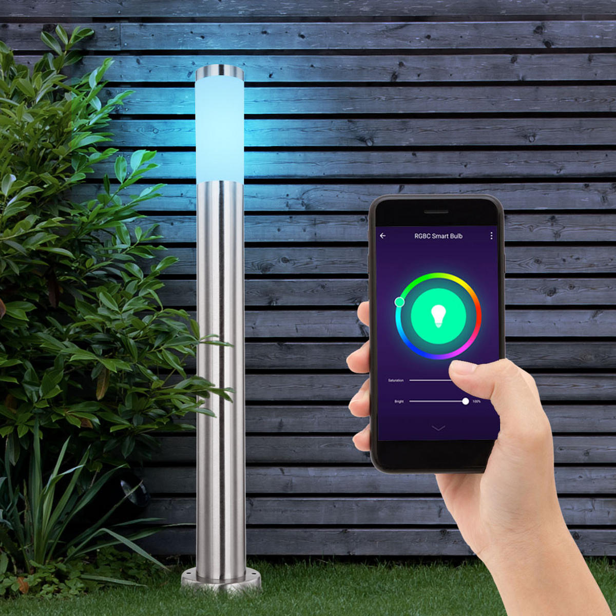 LED SOCKELLEUCHTE Edelstahl Silber - Silberfarben, Metall (11/80/80cm) - Globo Lighting
