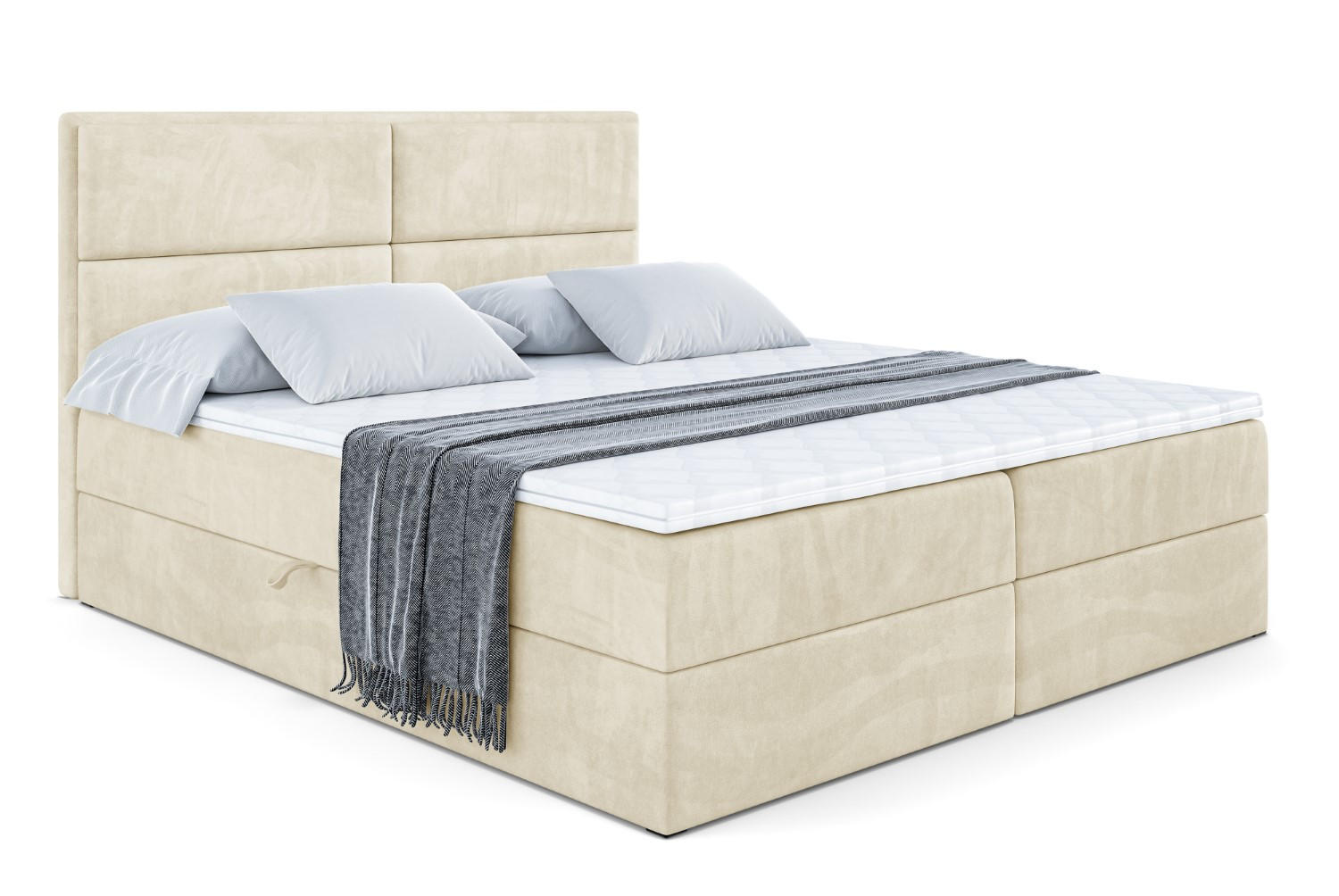 BOXBETT mit Matratze H4 und Lattenrost - AURA - 180x200 - H4 - Beige - Beige, Holzwerkstoff (180/200cm) - ALTDECOR