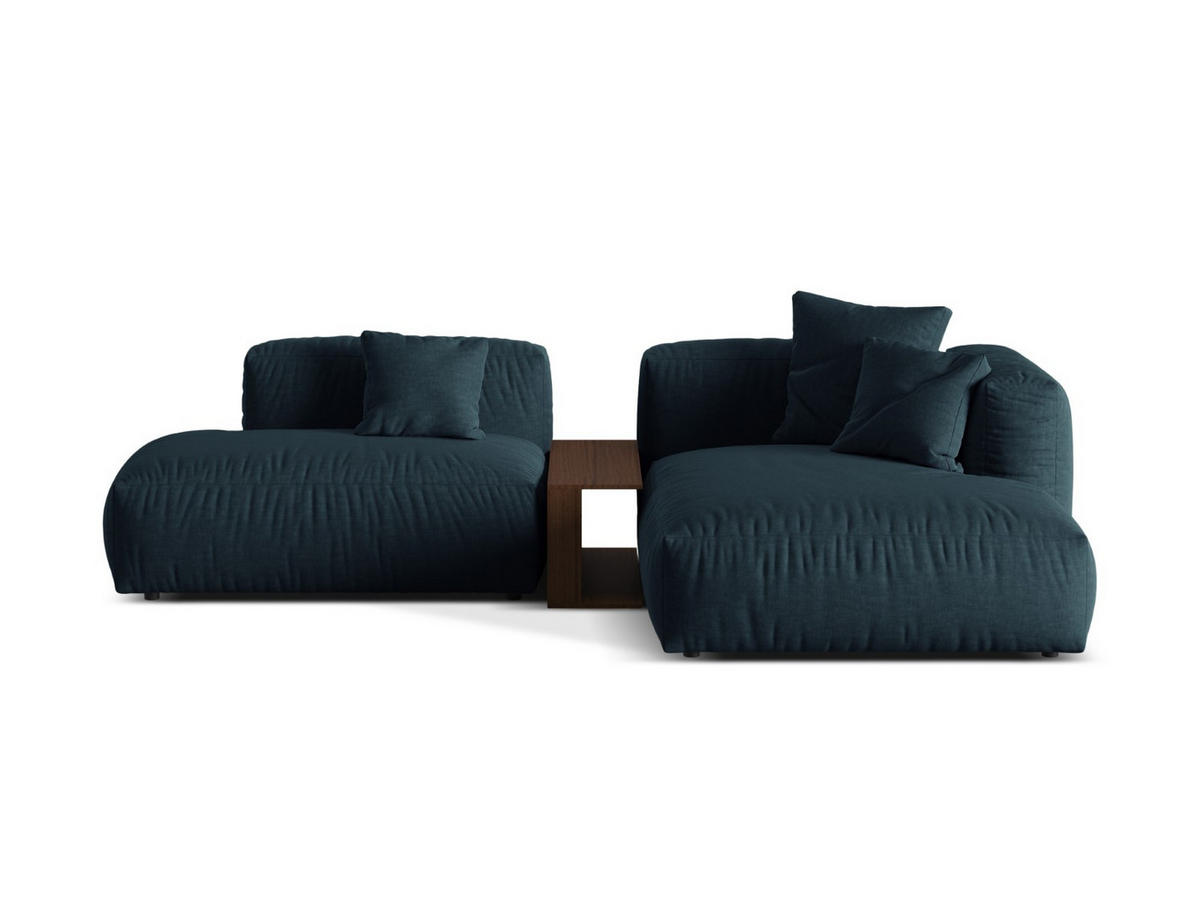ECKSOFA modular rechts Martina aus strukturiertem Stoff jeansblau 2 Sitzplätze - Blau, Textil (176/285cm) - Micadoni