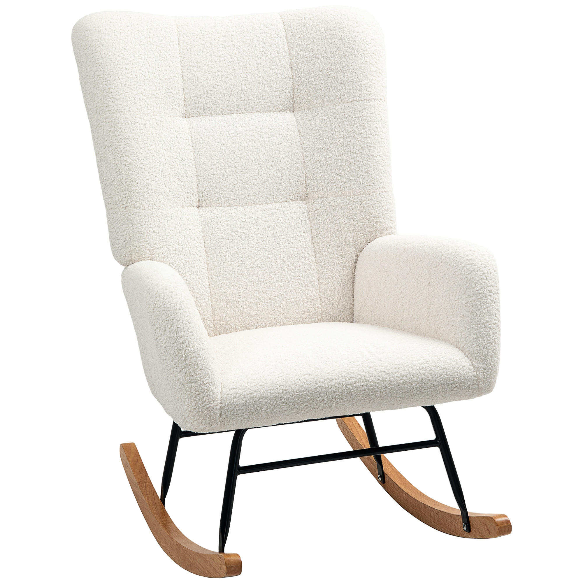 SCHAUKELSTUHL Cremeweiß Teddy mit Armlehne - Creme, Textil (70/100/94cm) - Oxeza