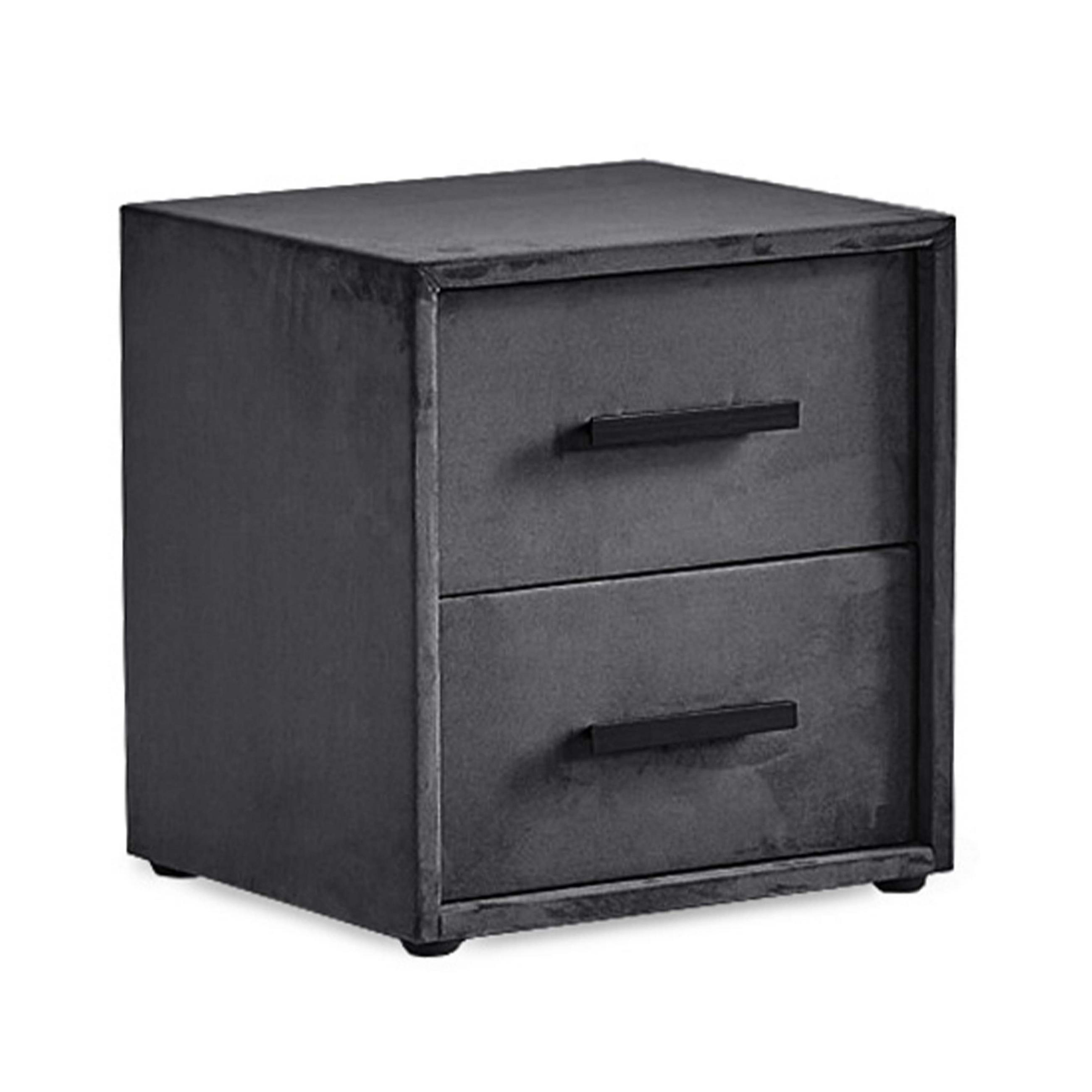 NACHTTISCH NAPOLI 49/53/42 cm, Schwarz, zwei Schubladen - Schwarz/Braun, Holz/Kunststoff (49/42/53cm) - Consilio Concept