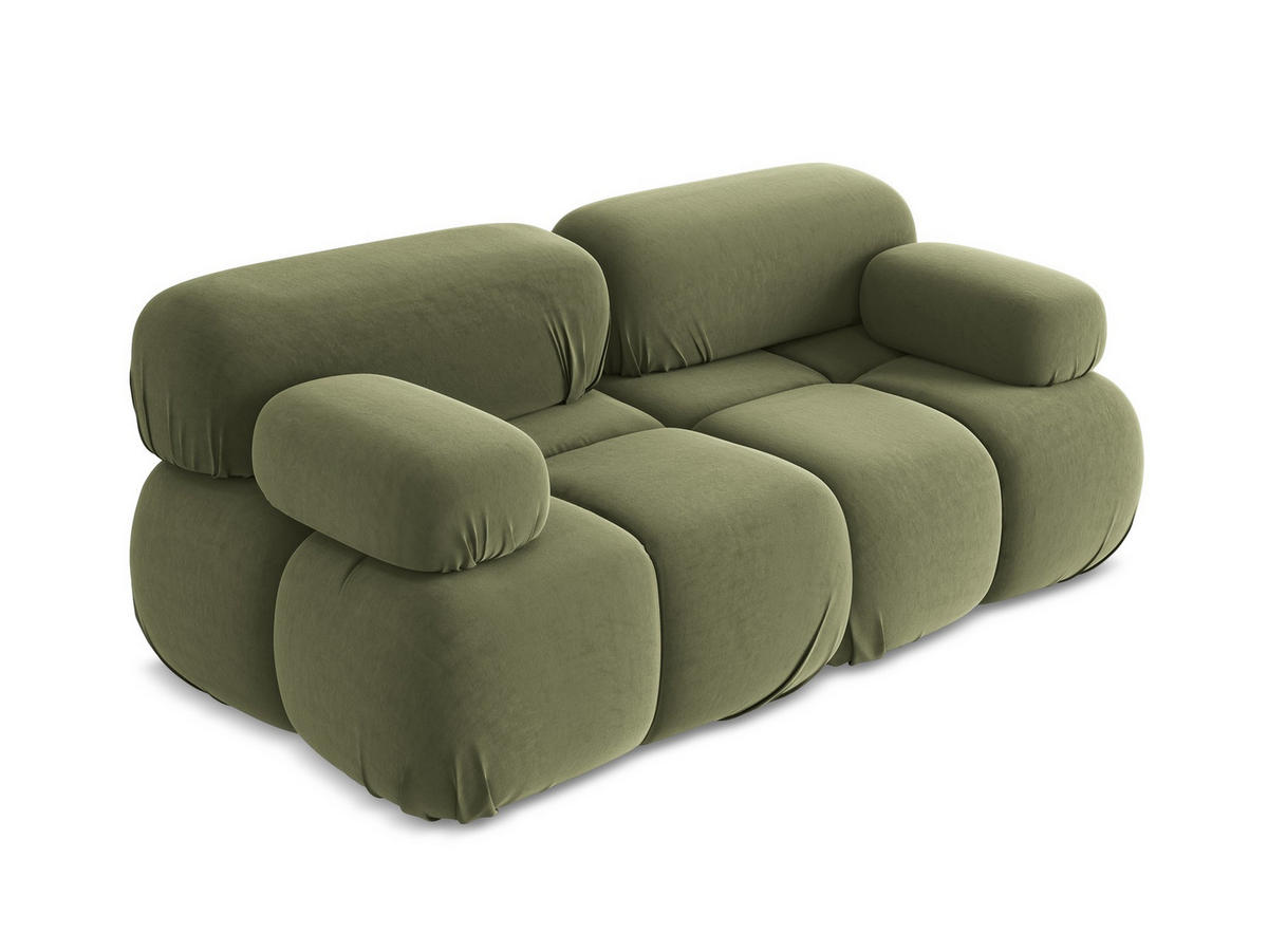 2-SITZER-SOFA Samt Stoff Grün - Schwarz/Olivgrün, Kunststoff/Textil (190/70/96cm) - Makamii