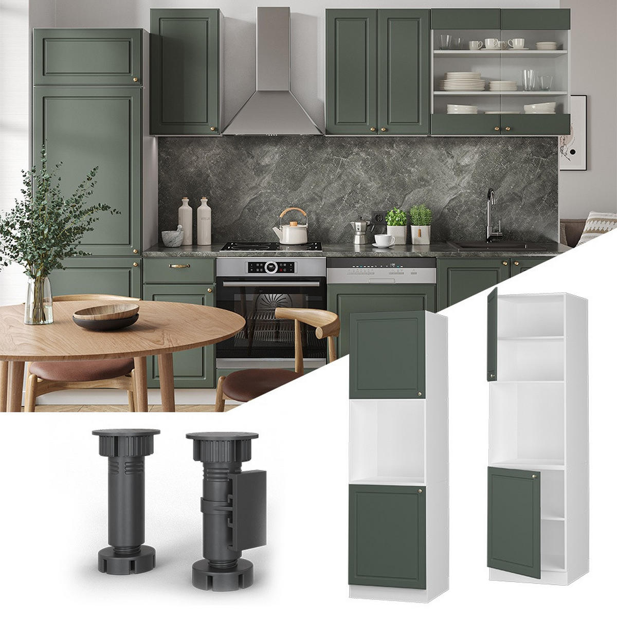 DULAP DE TRANSFORMARE A SOBEI Fame-Line Casă de țară verde și aurie 60 cm deschide - alb/verde, compozit lemnos (60/206.8/58.1cm) - Vicco