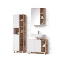 KOMPLET KOPALNIŠKEGA POHIŠTVA Marano, Sonoma/Bela, 3-delni - bela/hrast sonoma, leseni material (80/65/35cm) - Livinity®