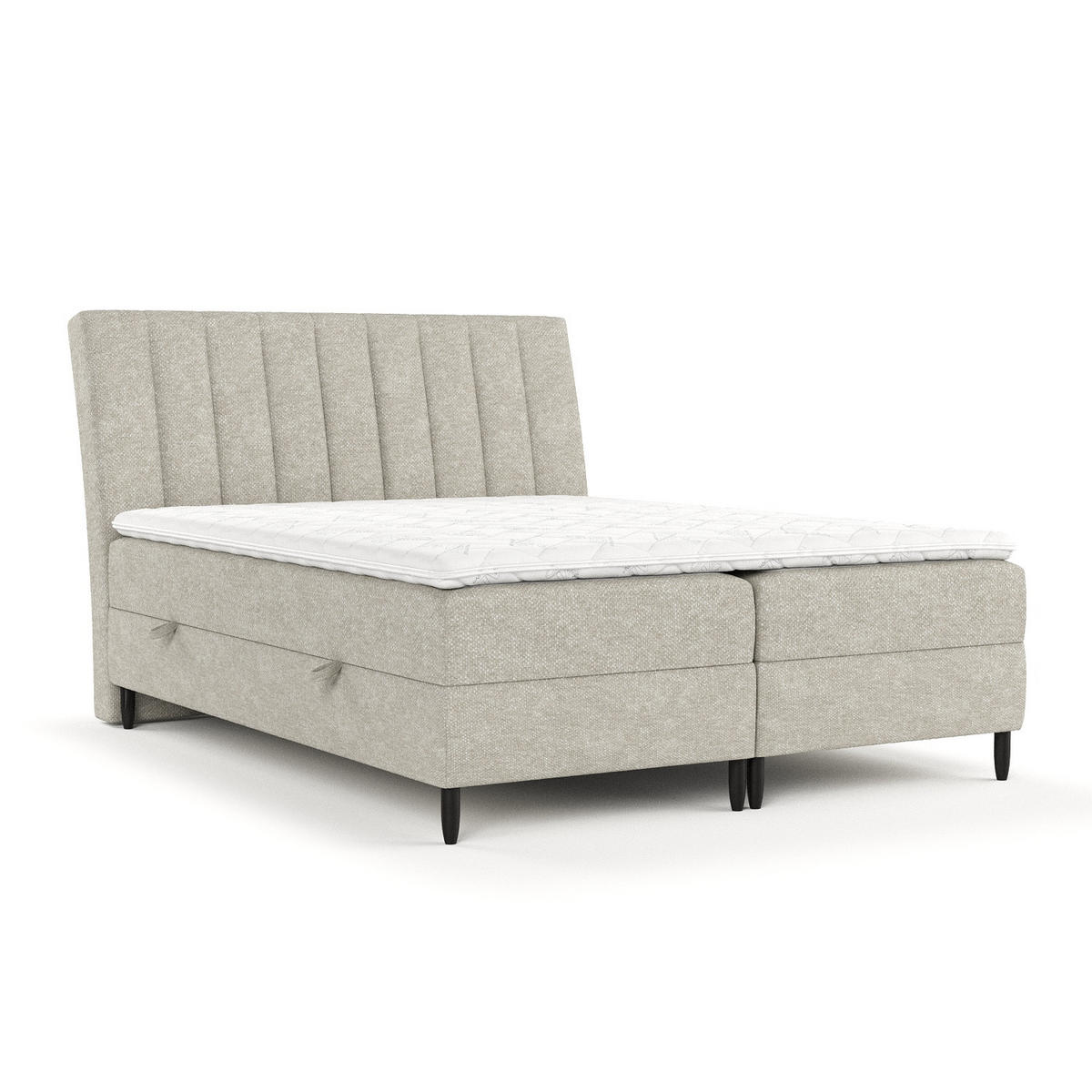 BOXBETT Merton Beige Grau 140/200 cm - Beige/Schwarz, Holz/Holzwerkstoff (140/200cm) - Maison de Reve