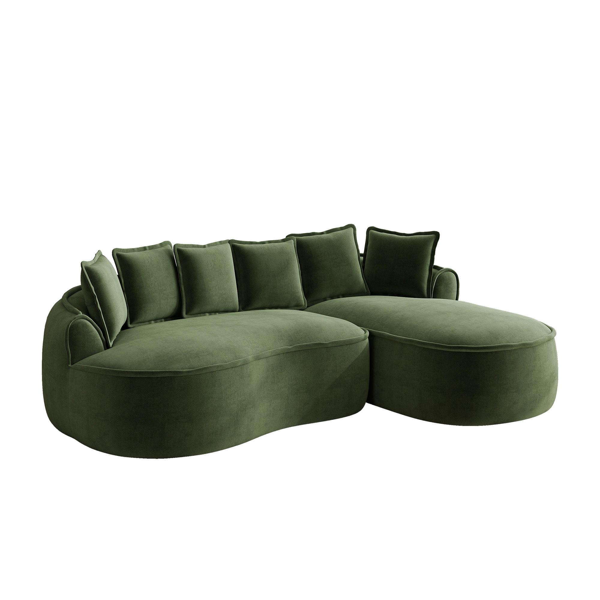 3-SITZER Sofa 252x164x67 cm aus Chenille-Stoff rahmenlos ohne Montage, grün - Grün, Textil (164/67/252cm)