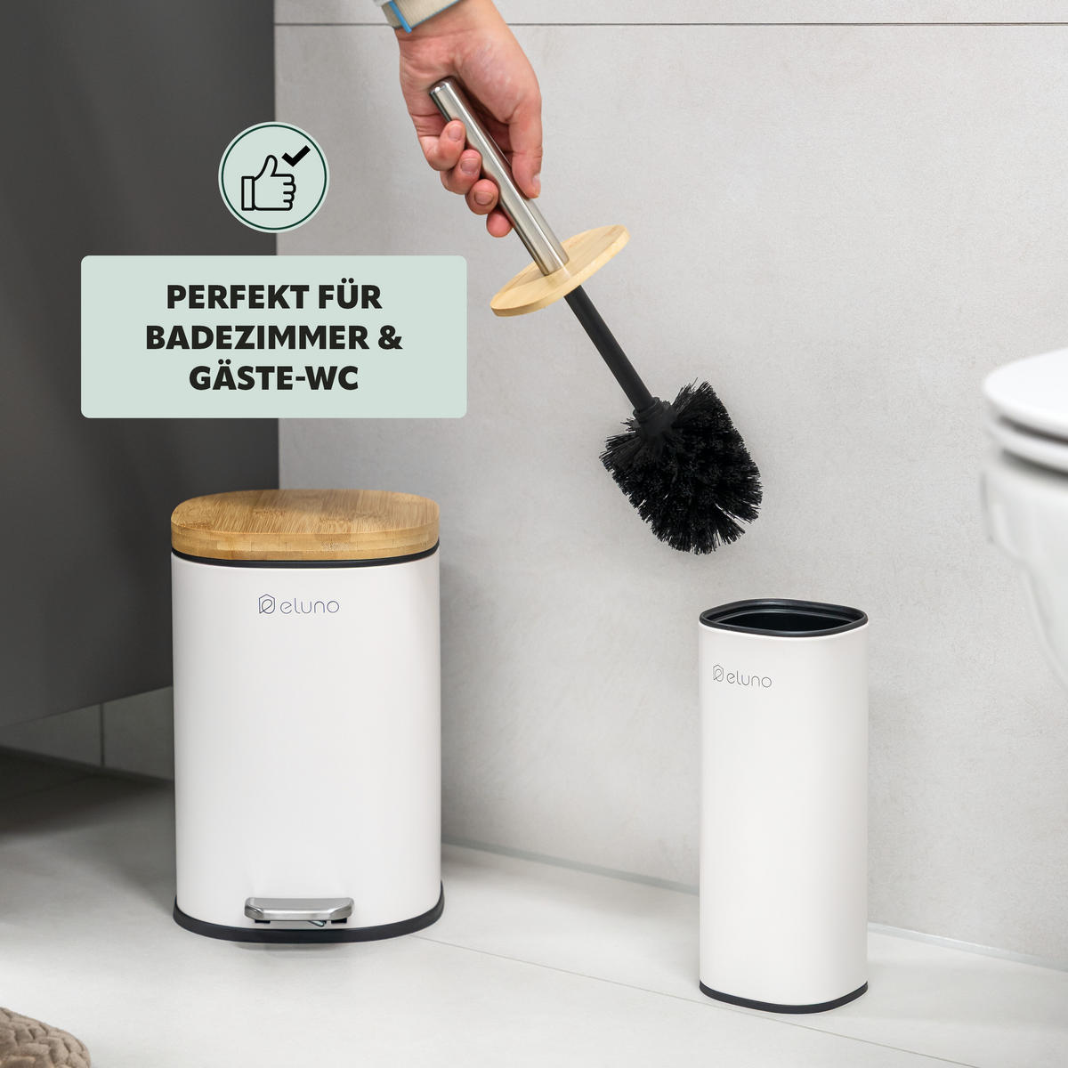 WC-GARNITUR FRAMURA, weiß, Metall - Weiß, Metall (9.5/37.5/9.5cm) - eluno