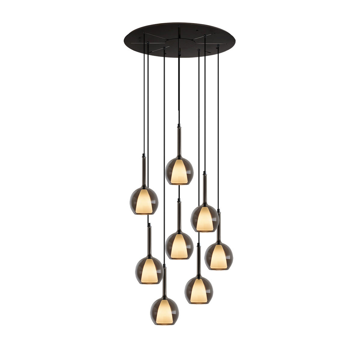 GALERIELEUCHTE Belluna 8-flammig Rauch Ø 14cm - Anthrazit, Glas (14/14/35cm) - s.luce