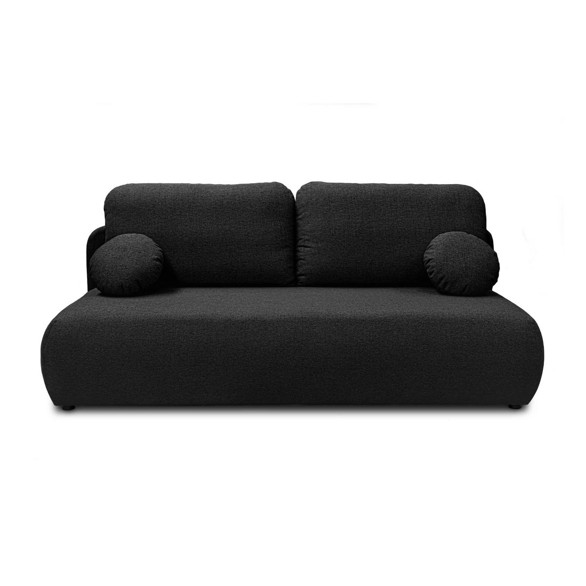 Schlafsofa CLAIRE, zweisitzig, mit Schlaffunktion, Neve 100 - Schwarz, Textil (208/90/95cm) - Lookway