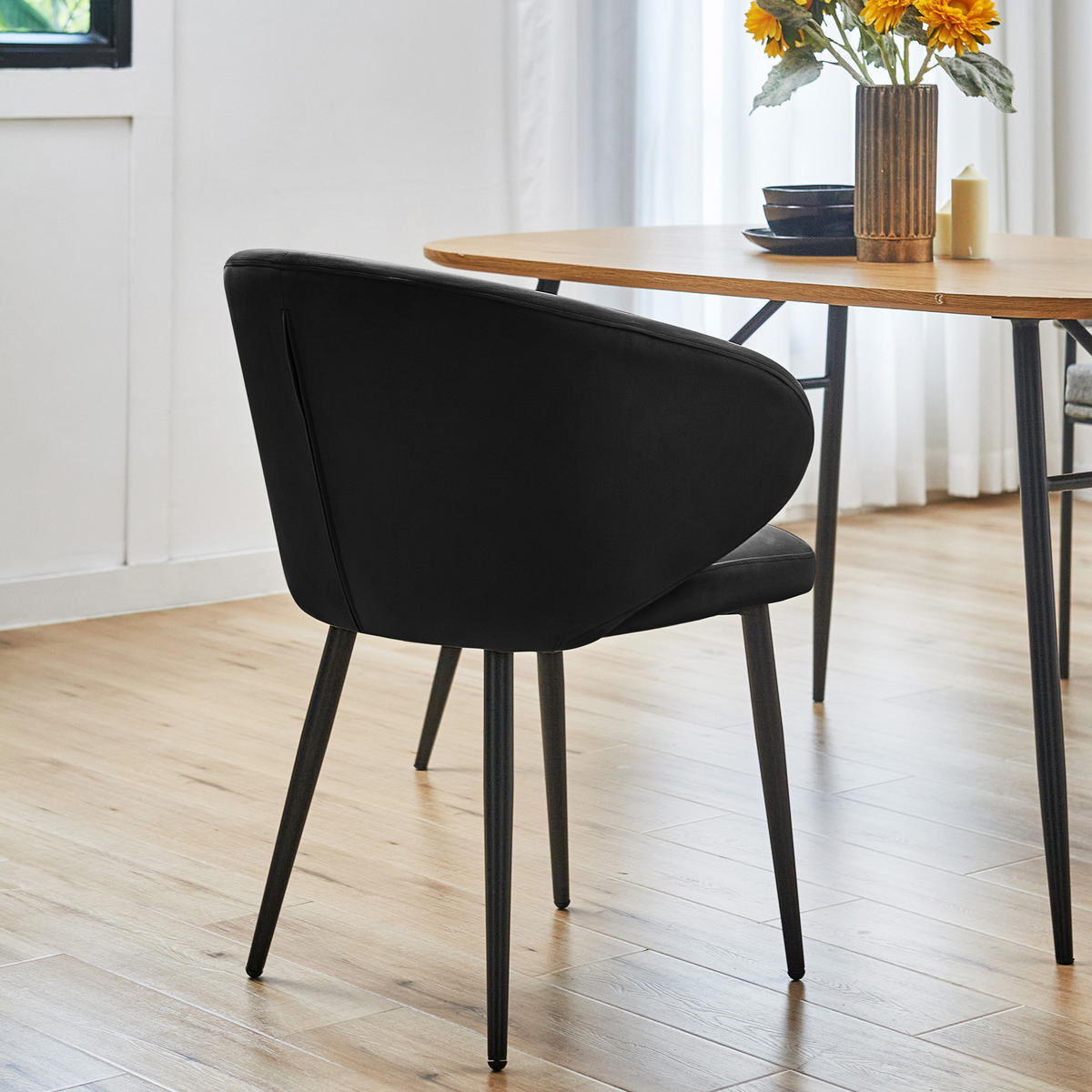 ESSZIMMERSTÜHLE AUDREY (2er Set) - Schwarz, Textil/Metall (57/77/56cm) - SVITA