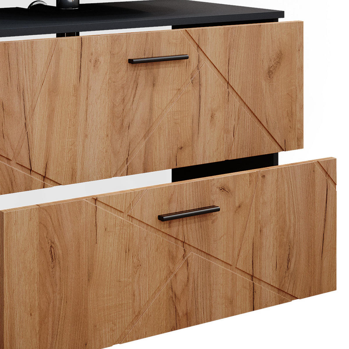 BADMÖBEL-SET Irma Goldkraft Eiche/Anthrazit 3 Teile, mit Schubladenschrank und Hochschrank - Honigeiche/Anthrazit, Holzwerkstoff (80/58.6/41cm) - Vicco