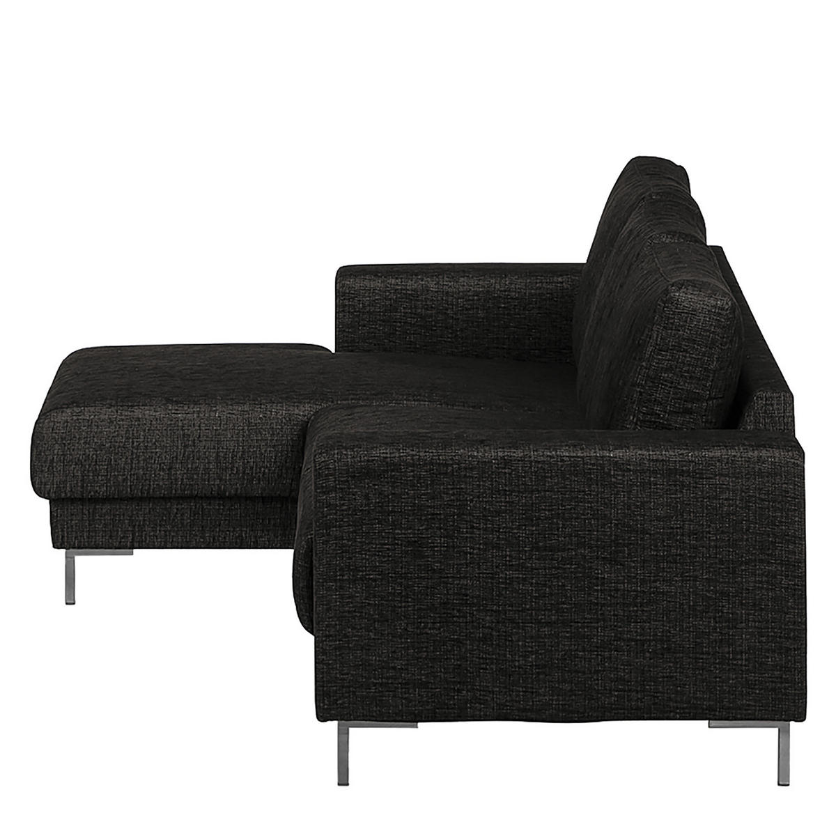 ECKSOFA mit Longchair - Silberfarben/Schwarz, Textil/Metall (236/147cm) - home24
