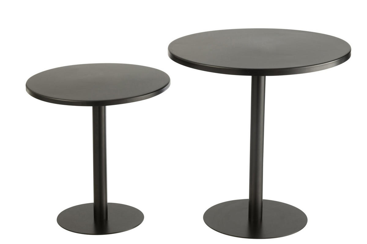 TISCH ROND - Metall - Schwarz - 2er Set - Schwarz, Metall (50/50/40cm) - J-Line