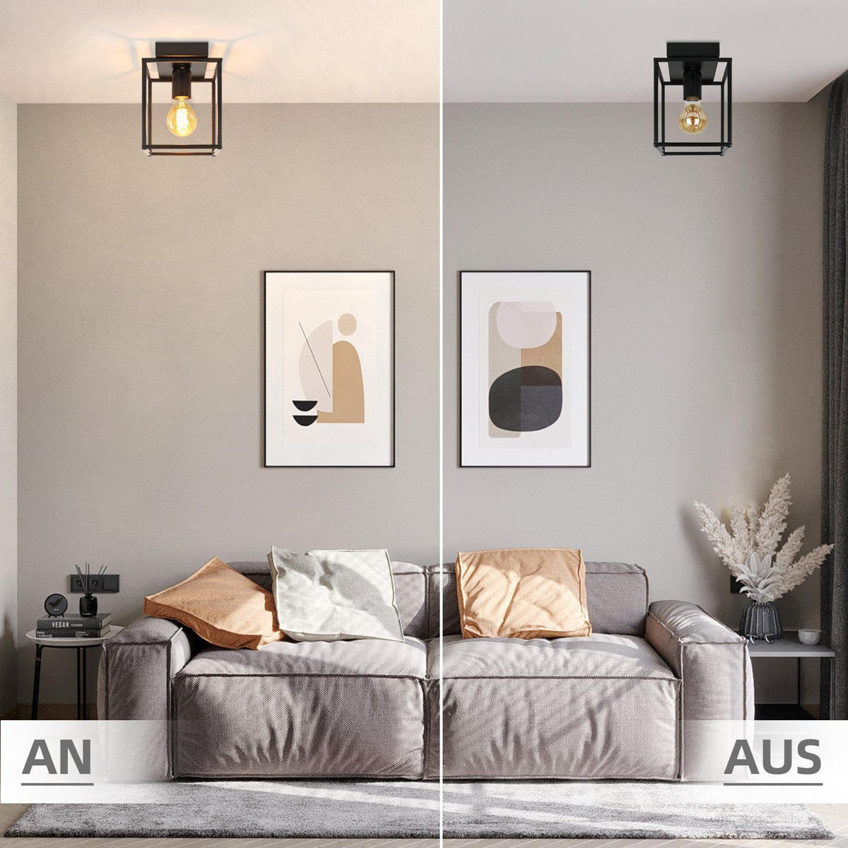 DECKENLEUCHTE Nyxandra 15/15/19.5 cm - Schwarz, Metall (15/15/19.5cm) - ZMH