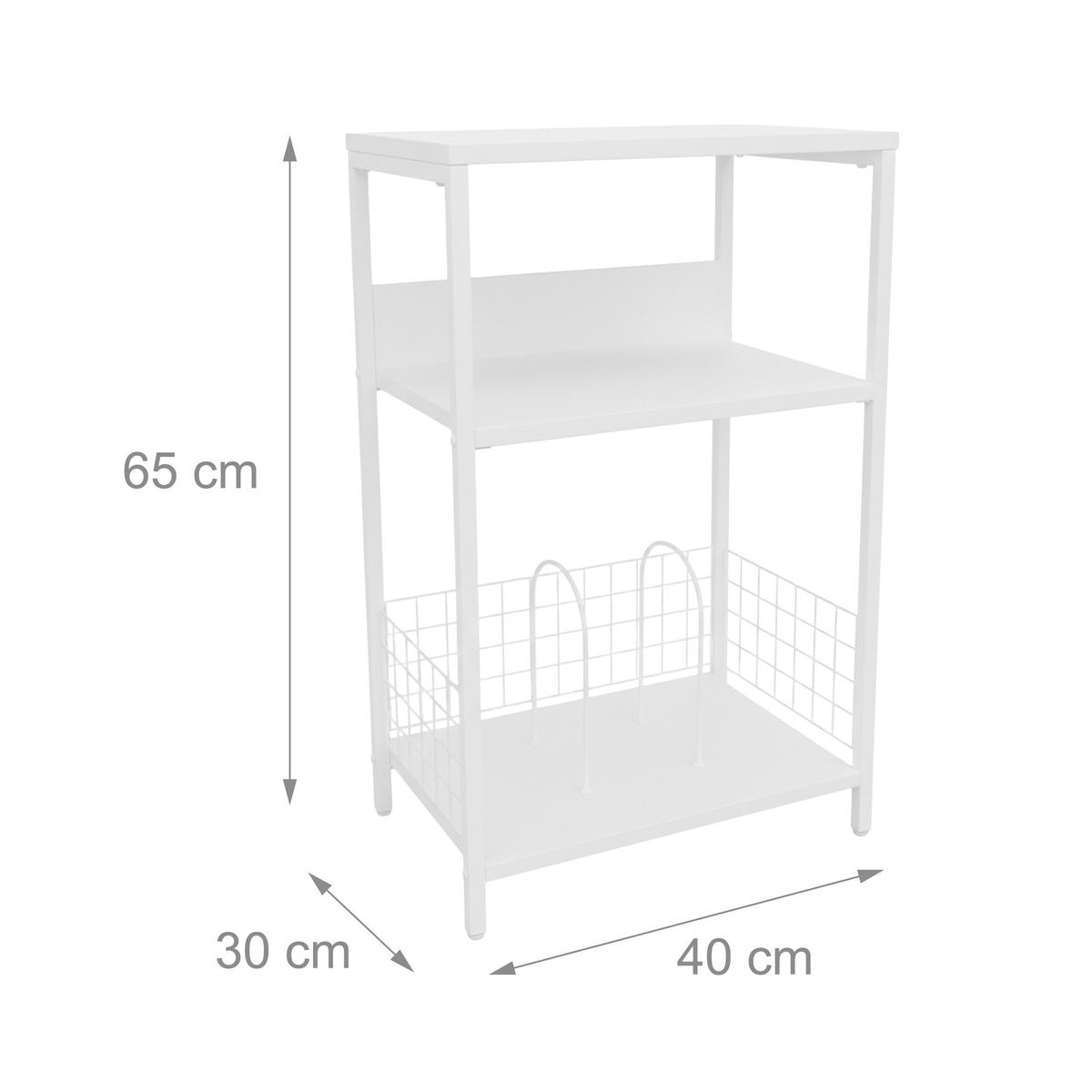 PLATTENSPIELERTISCH - Weiß, Holzwerkstoff/Metall (40/65/30cm) - Relaxdays