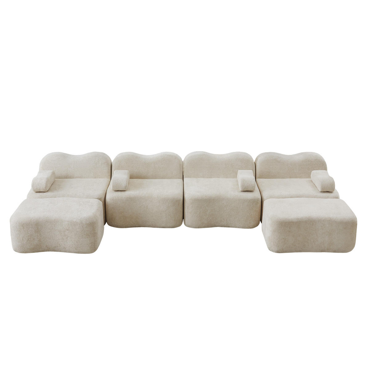 WOHNLANDSCHAFT DE-34348 4-Sitzer mit 2 Ottomans Beige - Beige, Textil (167/70/384cm) - ComfortXL