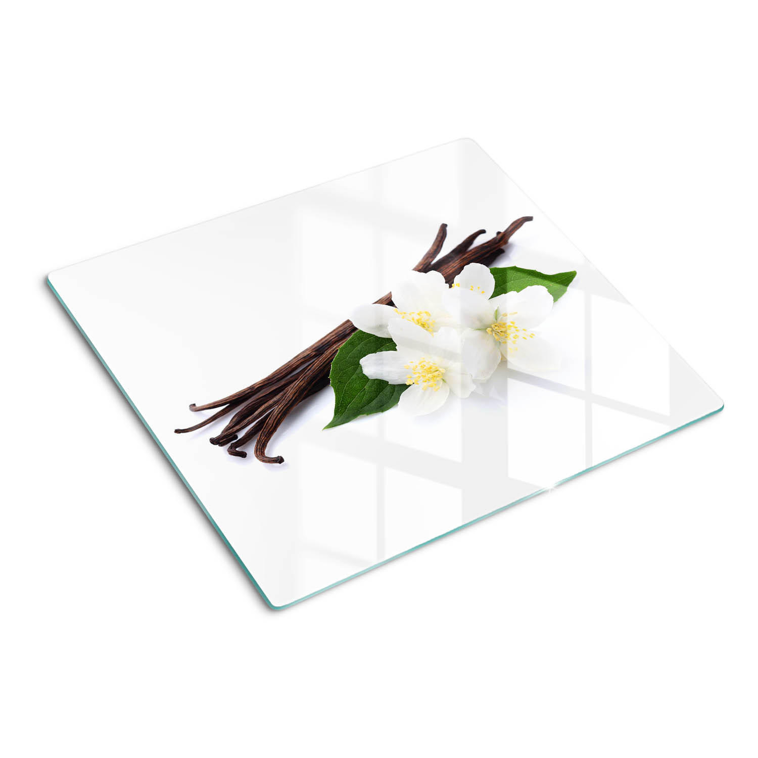 GLASPLATTE 60x52 cm Jasmin und Vanille - Braun, Glas (60/0.4/52cm) - TULUP