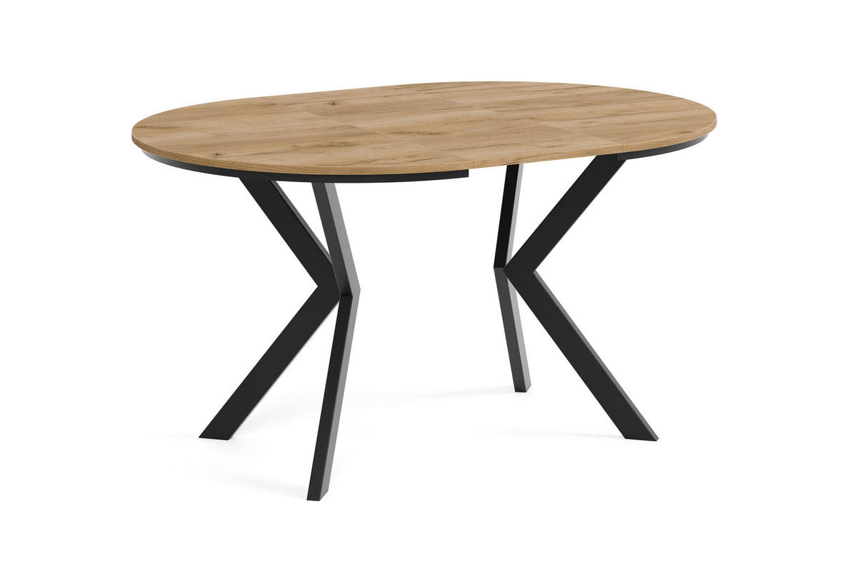 ESSTISCH EVO mit Felge - Honigeiche/Schwarz, Holzwerkstoff/Metall (100/100/76cm) - Meblini