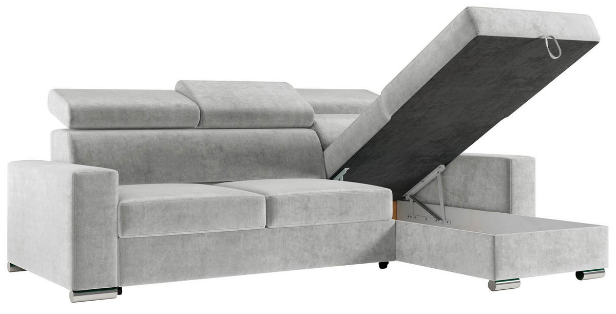 ECKSOFA FOX-L Hellgrau - Silberfarben/Hellgrau, Kunststoff/Textil (242/168cm) - MKS