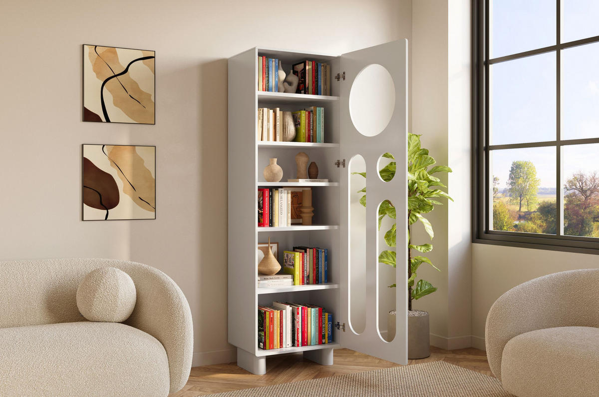 BÜCHERREGAL Oko, Weiß, 6 Fächern, 192 cm - Weiß, Holzwerkstoff (60/192/41.6cm) - Skandica