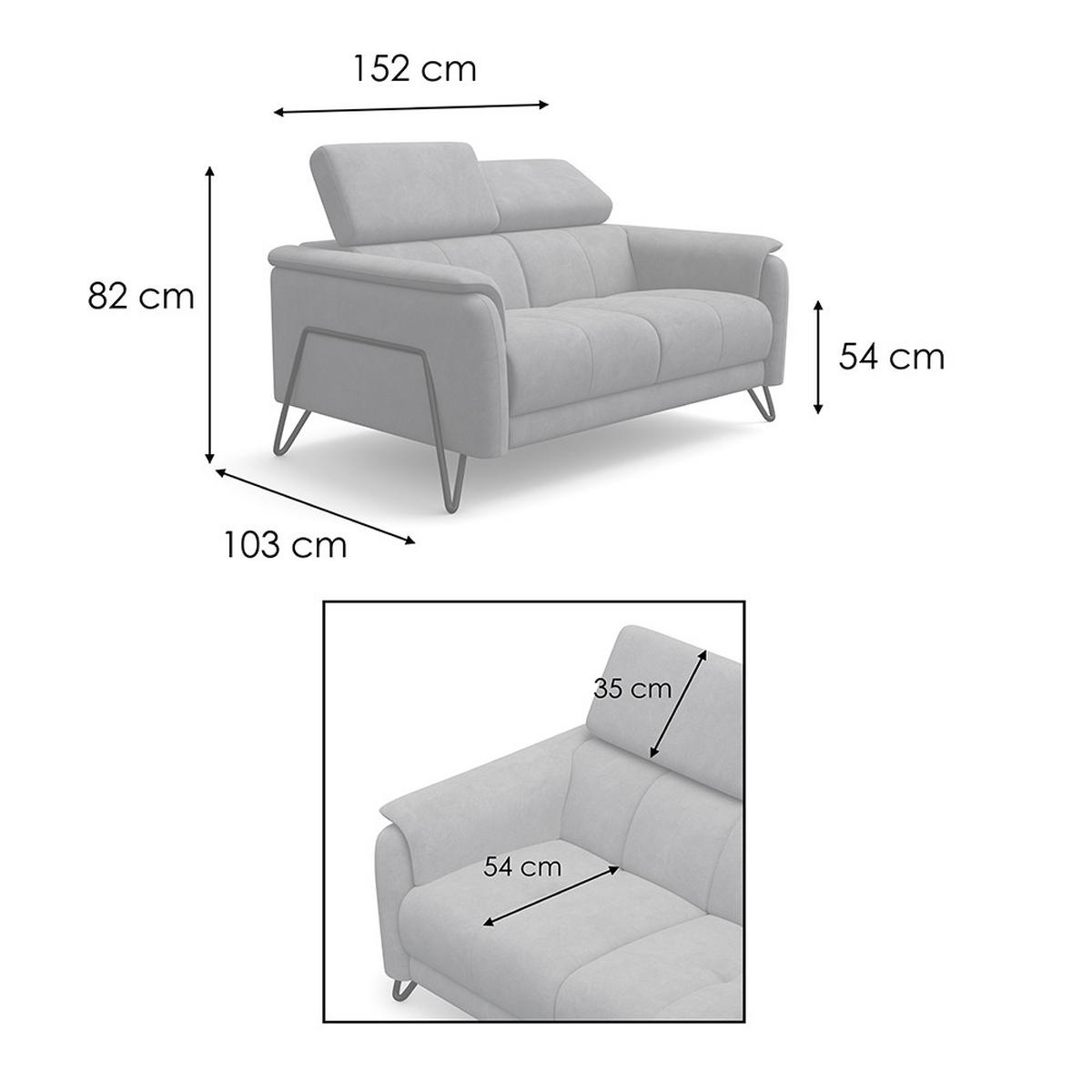 SOFA RODEN 2-Sitzer, braun, Veloursstoff - Braun, Holz/Textil (152/82/103cm) - Wozimo
