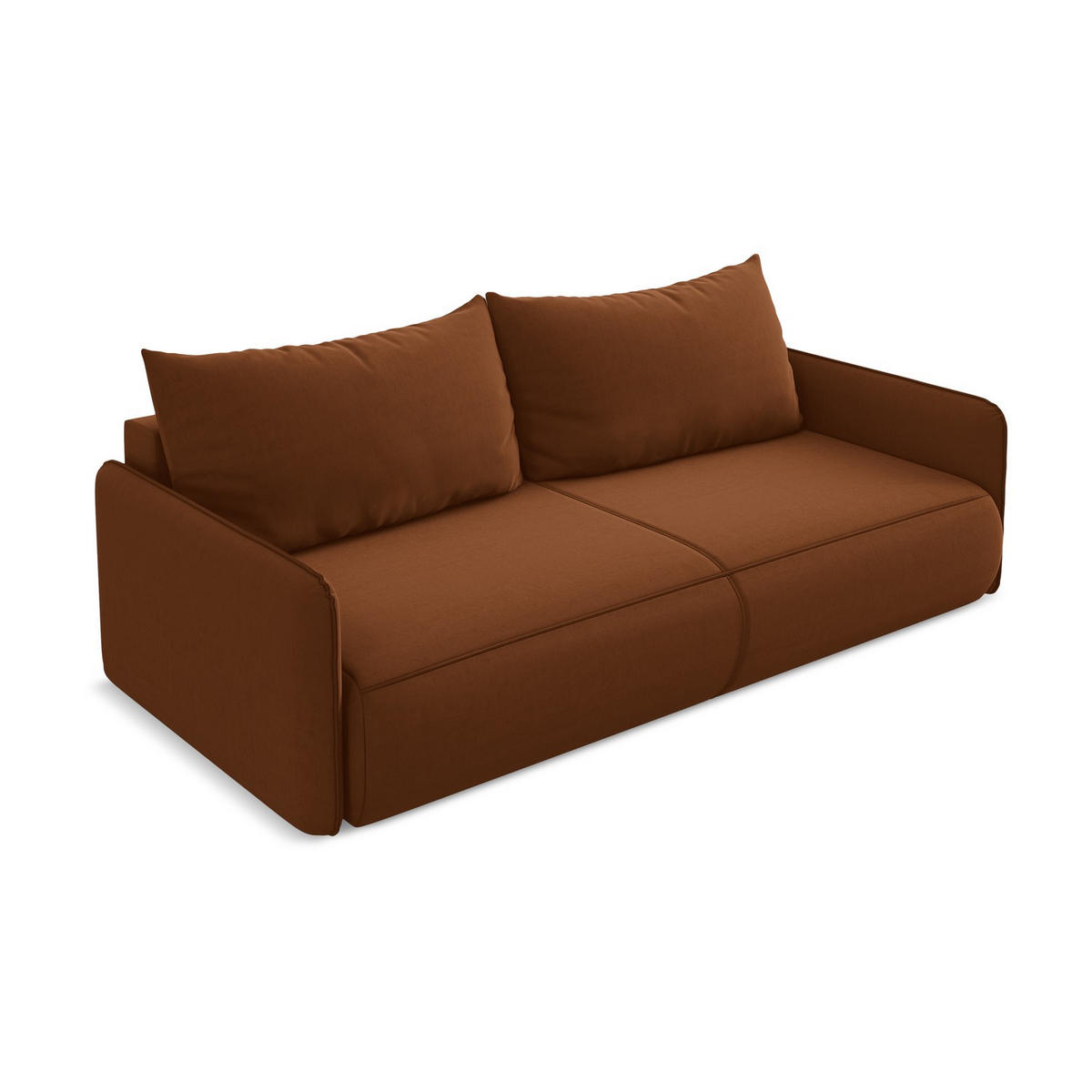 3-SITZER SOFA mit Schlaffunktion Samt Stoff Orange - Terracotta/Schwarz, Kunststoff/Textil (216/86/105cm) - LaMiaSofa