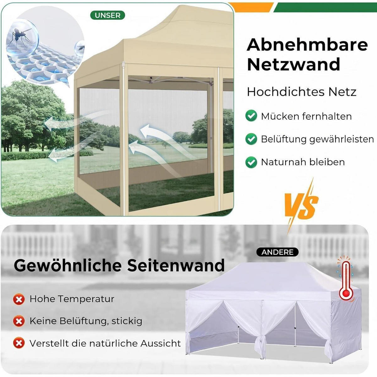 FALTPAVILLON 3x6m Wasserdicht Stabil mit 6 Seitenwänden Khaki - Olivgrün, Textil (300/335/600cm)
