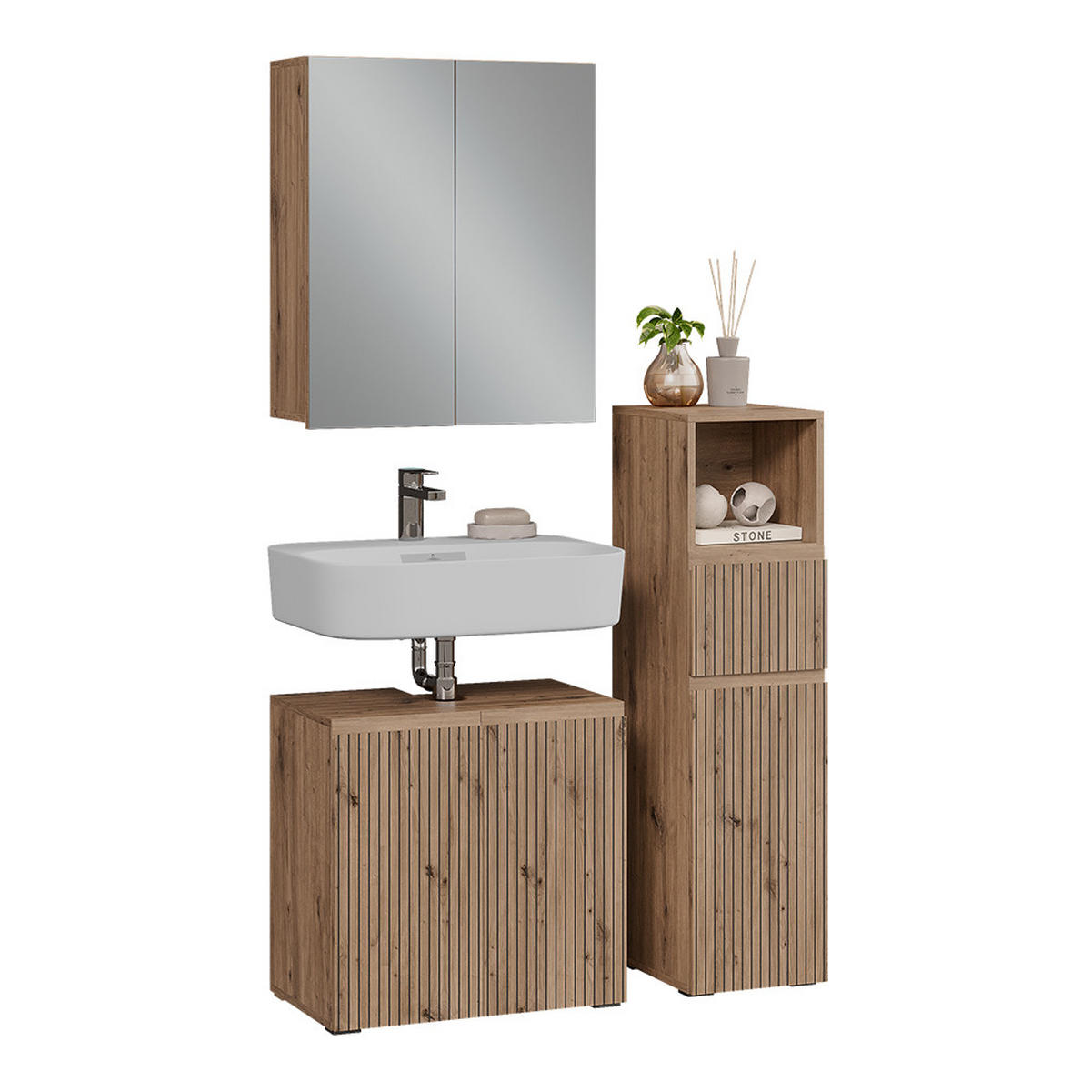 BADMÖBEL-SET Takumi Artisan 3 Teile - Eiche Artisan, Holzwerkstoff (60/58/35cm) - Vicco